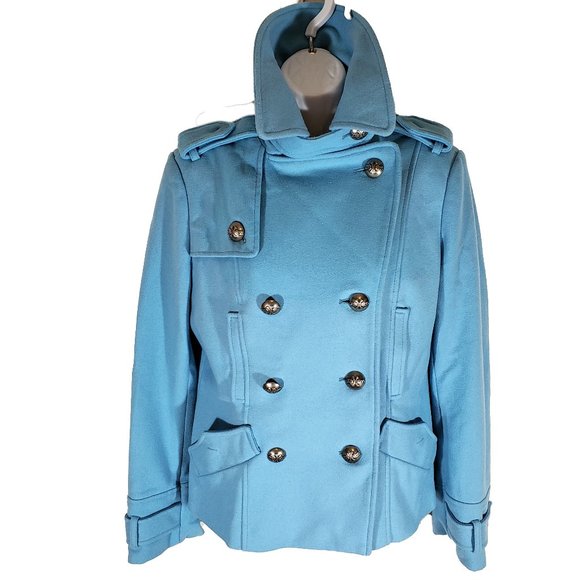 Anthropologie Millard Fillmore Blue Military Wool Jacket Women's Size Medium